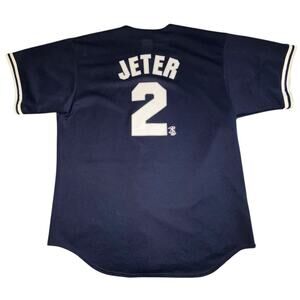 Vintage Authentic New York Yankees Jersey Derek Jeter #2 Majestic Navy Mens XL